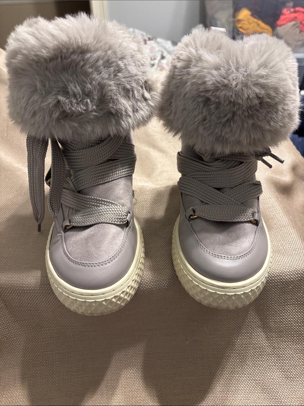 Aerosoles Zoya Lace-Up Faux Fur Boots